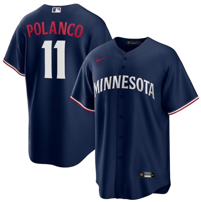 Men's Minnesota Twins #11 Jorge Polanco Navy Cool Base Stitched Jersey